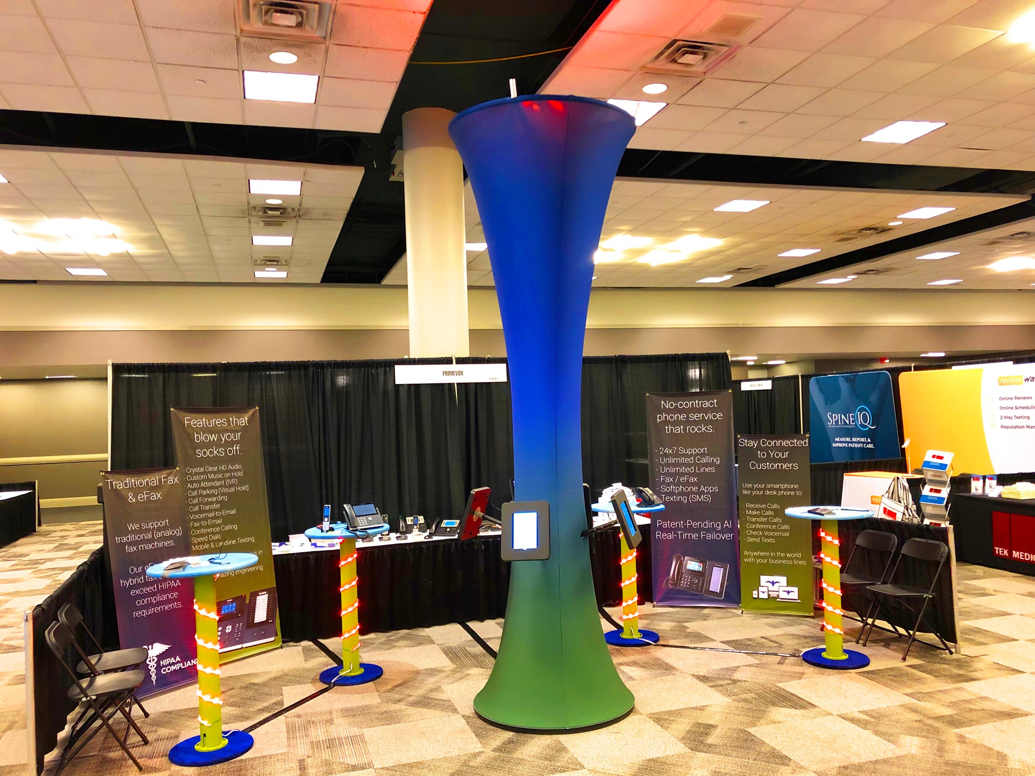 Trade show funnel and x-stand banners