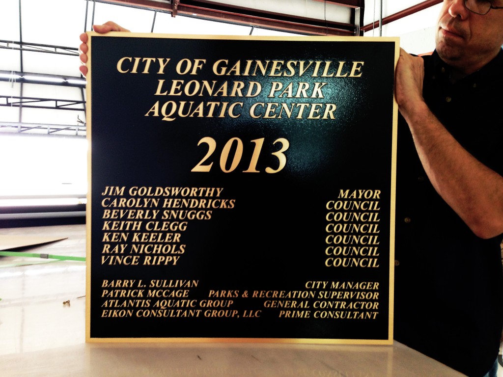 Custom Made Bronze Plaque for Texas Aquatic Center