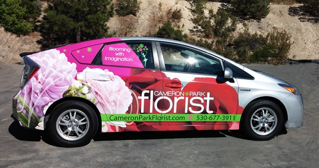Flowery Car Wrap for Cameron Park Florist Turns Heads