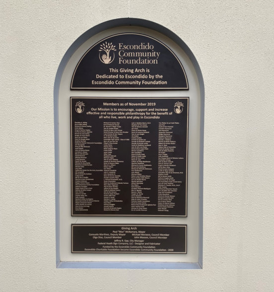 sponsor and donor plaques for Escondido CA