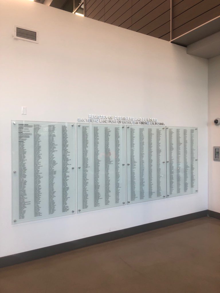 glass panel dedication wall in San Diego County