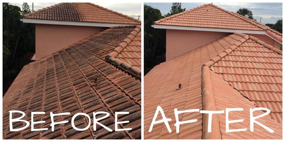 WE NEVER PRESSURE WASH A ROOF