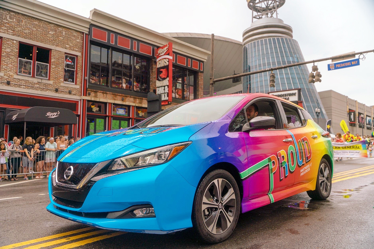 Custom car wrap for Nissan North America printed and installed by 12-Point SignWorks in Franklin, TN.