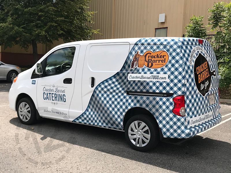 Fleet wrap for Cracker Barrel Catering by 12-Point SignWorks in Franklin, TN.