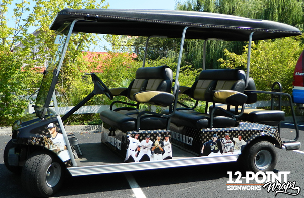 Vanderbilt Baseball 6-seat golf cart custom wrap by 12-Point SignWorks in Franklin, TN.