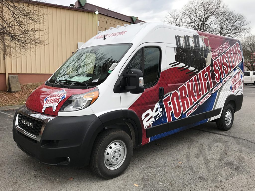 Custom advertising wrap for Forklift Systems in Nashville, TN by 12-Point SignWorks.