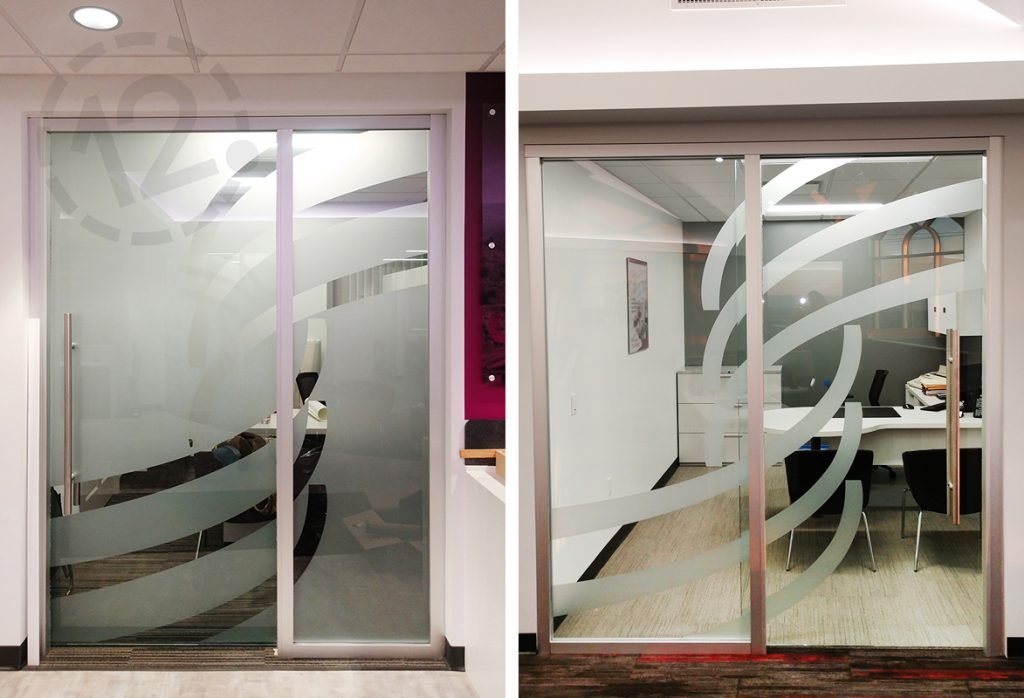 Custom frosted vinyl for 1st Summit Bank in Johnstown, PA by 12-Point SignWorks.