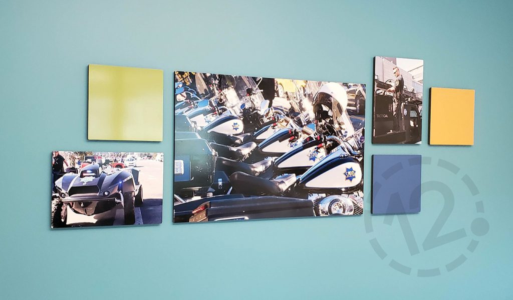 Silicone edge graphics display for the SF Police Credit Union in San Bruno, CA fabricated and installed by 12-Point SignWorks.