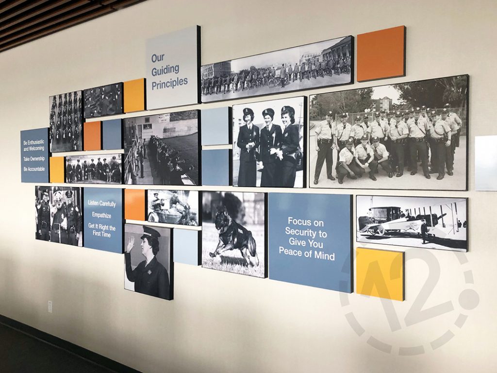 Photo display for SF Police Credit Union in San Bruno, CA fabricated and installed by 12-Point SignWorks. 