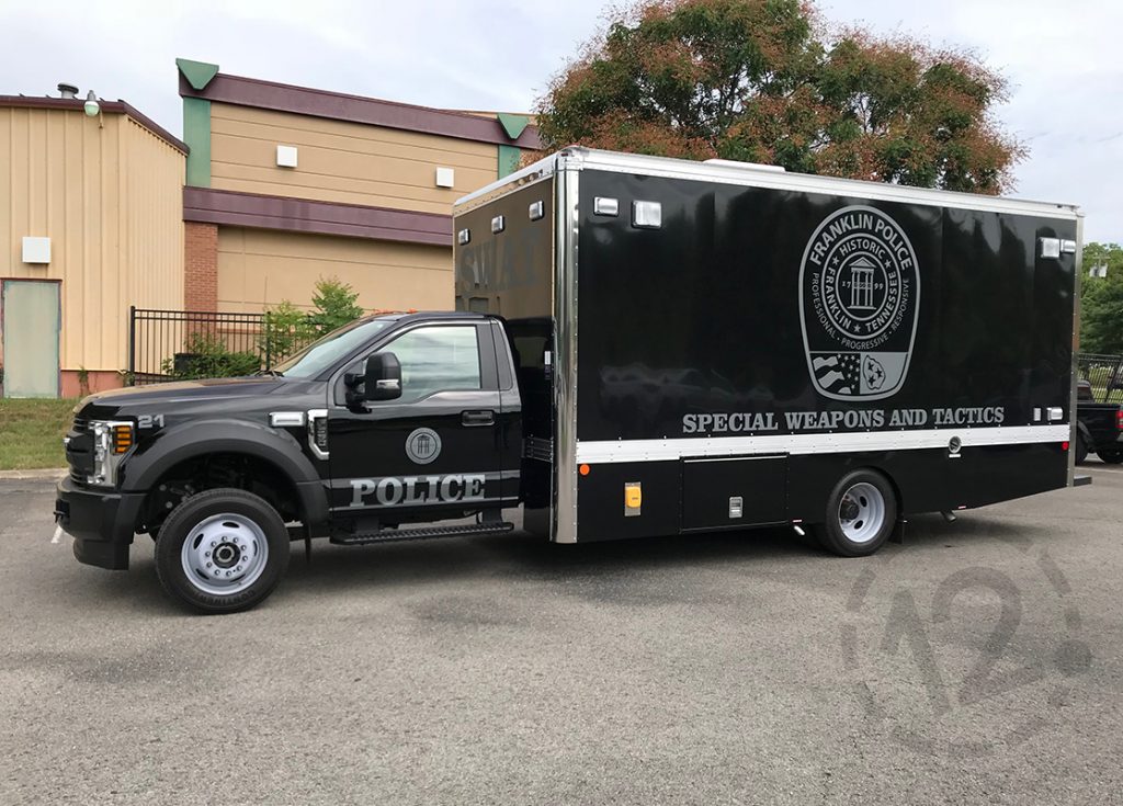 Reflective police decals for the City of Franklin Police Department by 12-Point SignWorks.
