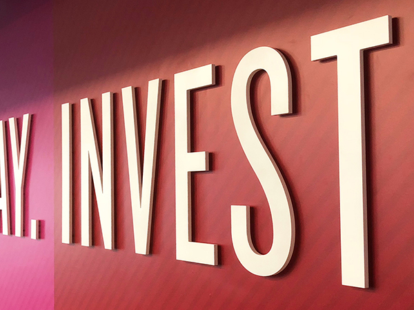 Dimensional acrylic letters and wall mural for the Nashville Downtown Partnership by 12-Point SignWorks.
