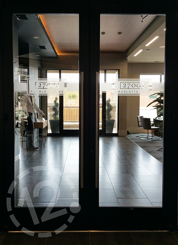 Frosted Vinyl for 2700 Charlotte Ave Apartments. 12-Point SignWorks - Franklin, TN