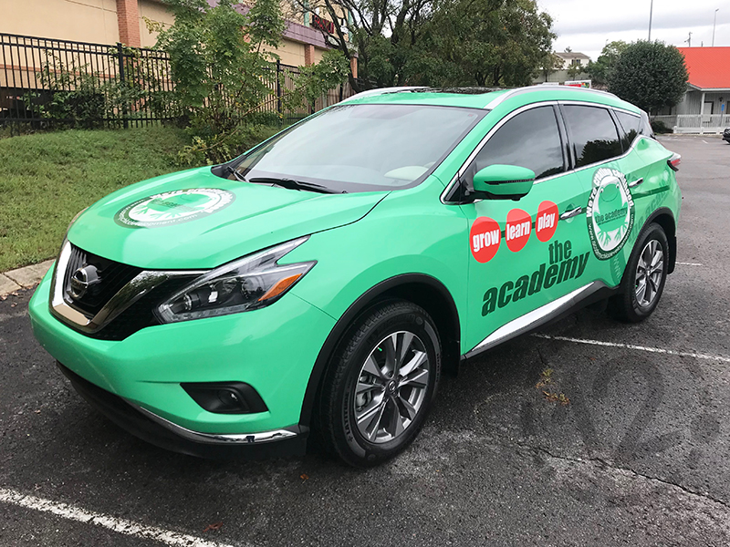Nissan Murano custom vinyl wrap for The Academy Preschools in Franklin, TN by 12-Point SignWorks.
