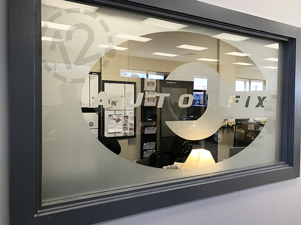 Frosted vinyl for Auto Fix. 12-Point SignWorks - Franklin, TN