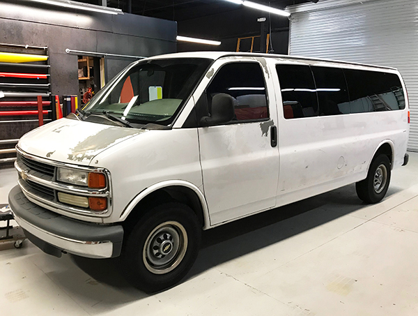 Van prior to wrap installation. 