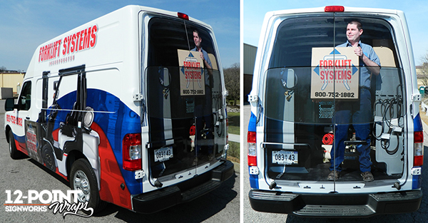 Fun Vehicle Advertising Wrap for Forklift Systems. 12-Point SignWorks - Franklin, TN