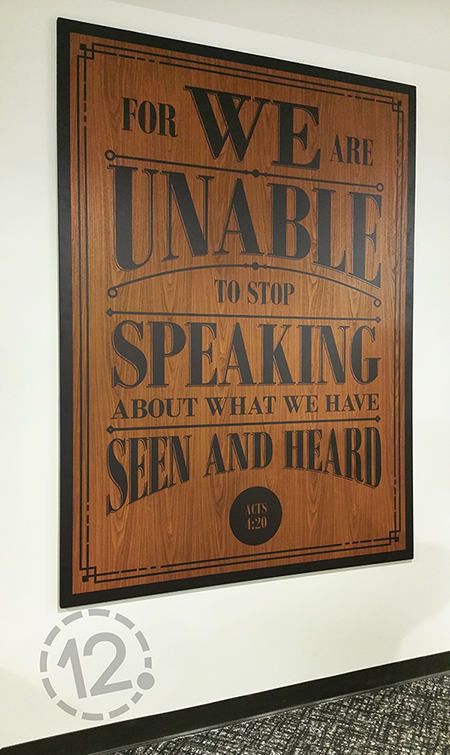This is one of the scripture panels installed in LifeWay's new headquarters. We installed seven of these! 12-Point SignWorks - Franklin, TN