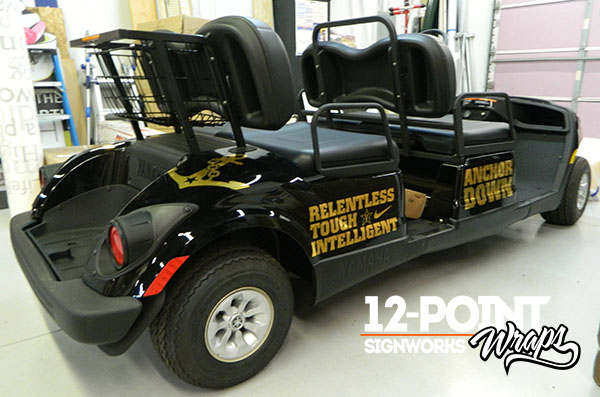 Gold chrome cut vinyl for Vanderbilt Football by 12-Point SignWorks in Franklin, TN.