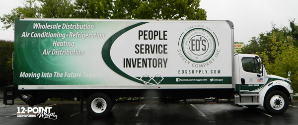 Here is a view of another 28' box truck we wrapped for Ed's Supply Company.