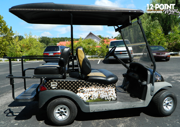 Vanderbilt Baseball 4-seat golf cart custom wrap by 12-Point SignWorks.