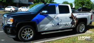 The completed advertising wrap for Global K9 Protection Services in Franklin, TN. 12-Point SignWorks