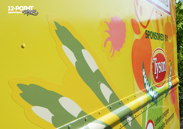 Side view of the cut vinyl graphics. 12-Point SignWorks