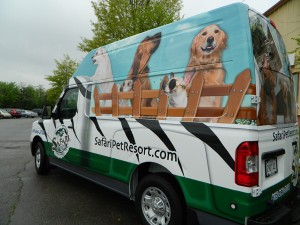 Nissan NV advertising wrap Safari Pet Resort 
