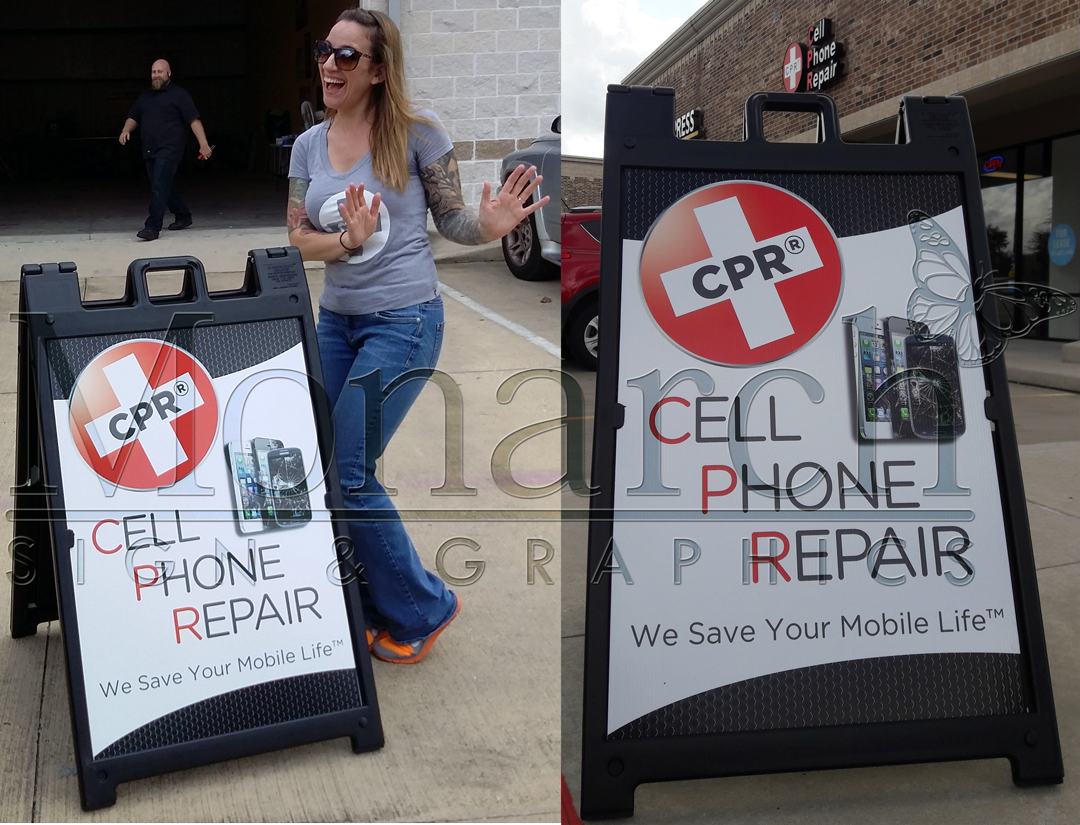 TOMBALL, TX – Custom A-Frame (Sidewalk Sign) for Retailer CPR – Cell Phone Repair