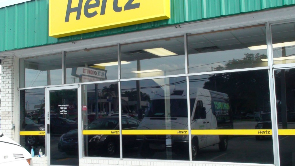 Hertz store front with film