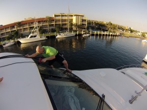 Another image heat shrinking while suspended by ropes