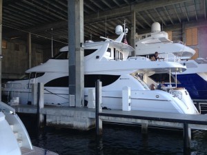 Blue Moon under cover - shot of port side