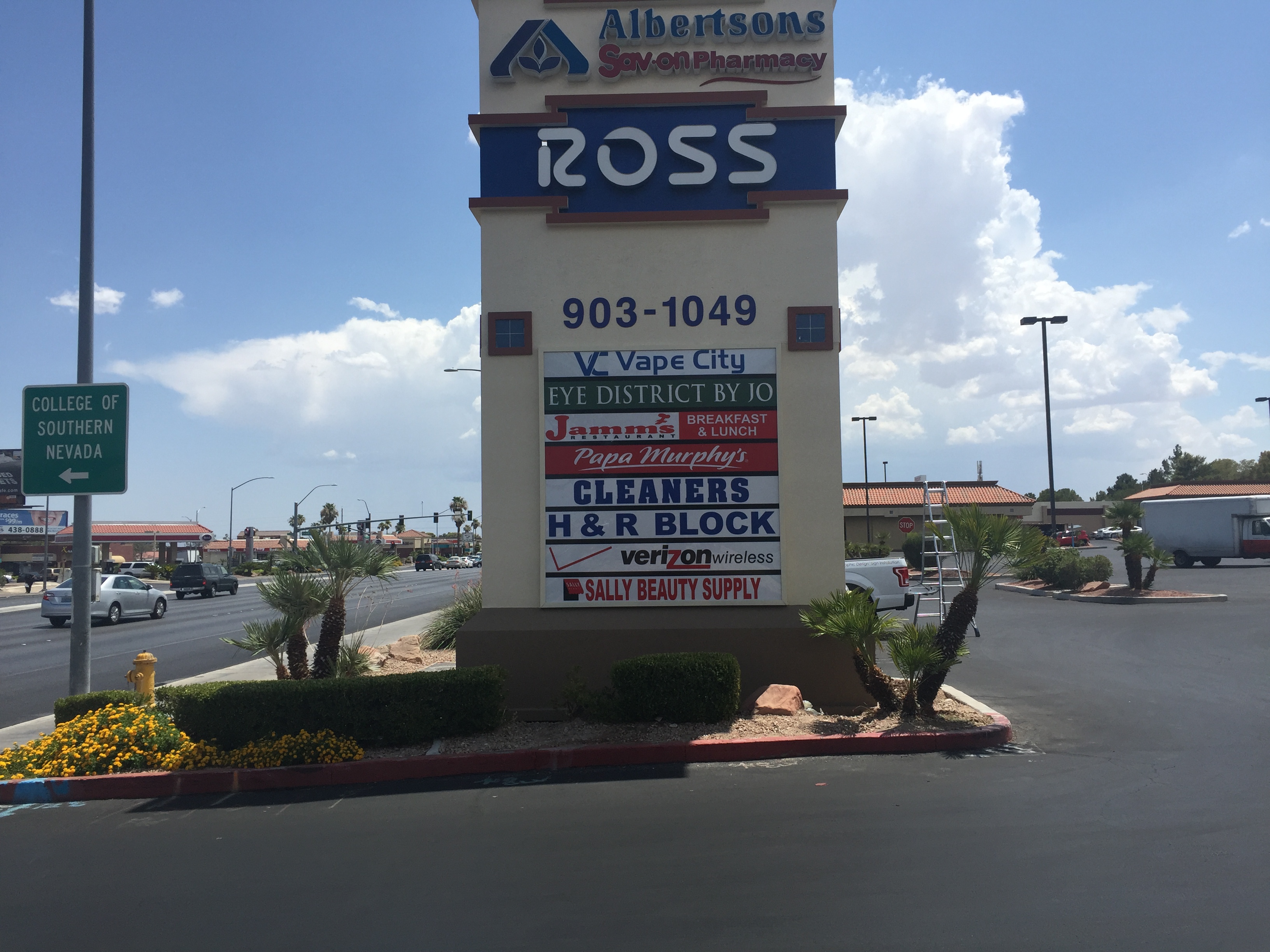 Las Vegas, NV Pylon Tenant Sign On Street and Aluminum Door Sign To Attract Customers to Office