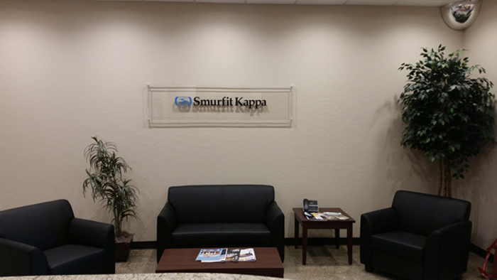 Interior Acrylic Lobby Sign for Smurfit Kappa in Longview, TX