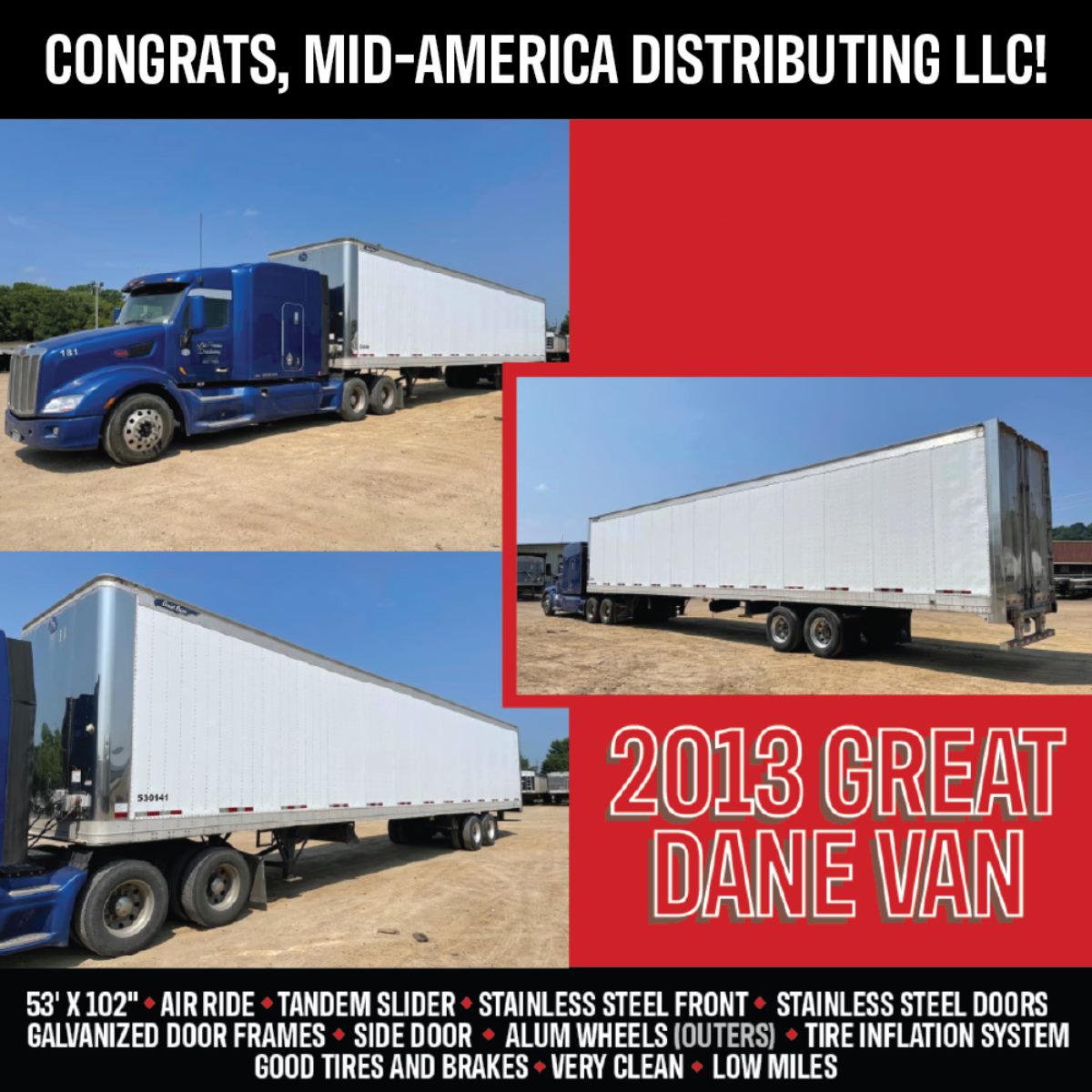 Van Semi Trailer for Sale: Mid America Distributing LLC in Owatonna, MN Buys It