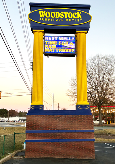 Woodstock Furniture Outlet monument sign after restoration Metro Atlanta by Signs and More