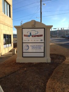 Pylon Monument Sign with Lightbox Tenant Panels 
