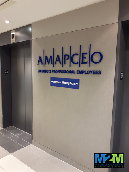 Toronto, ON – Dimensional Letter Lobby sign for AMAPCEO