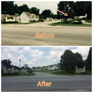 Willow Grove Subdivision in Lovejoy. As other sign companies could not replicate an existing sign and recommended to replace both monuments, we at Impact Signs offer to replace the destroyed monument and restoring the existing one.