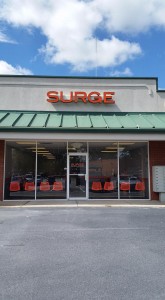 Surge's channel letters manufactured and installed by Impact Signs of McDonough GA