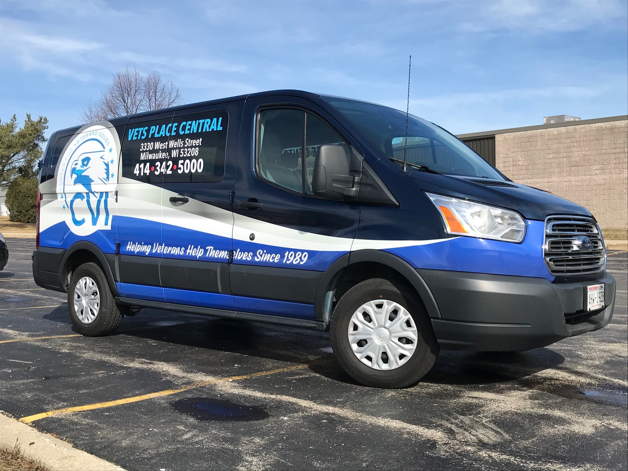 Milwaukee, WI - Cut Graphics for Center for Veterans on Ford Transit 150 Midtop