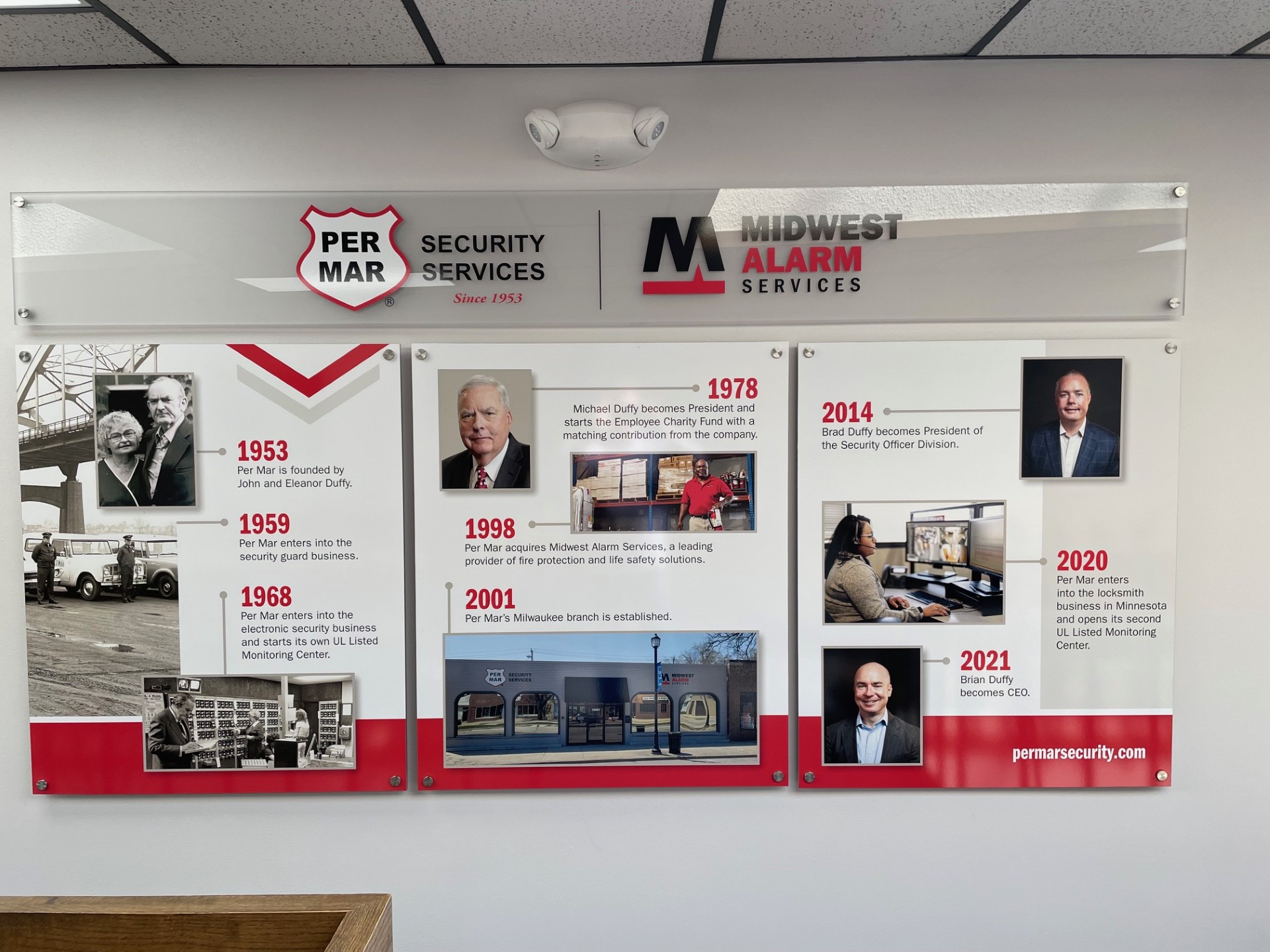 Butler, WI - Acrylic Wall Sign for Per Mar Security from Optimum Signs, Inc