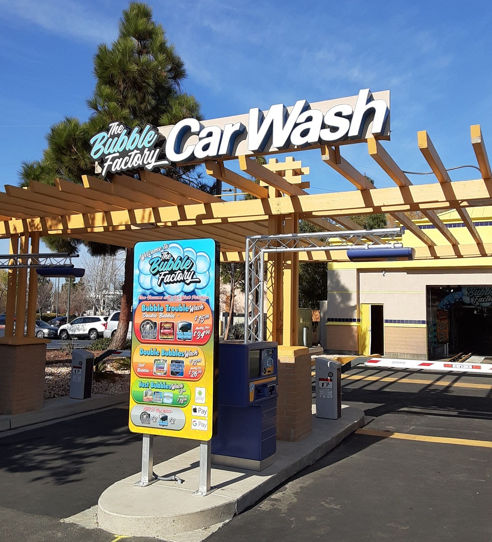 Tracy, CA -Custom Sign Company: New LED Illuminated Channel Letters for Car Wash