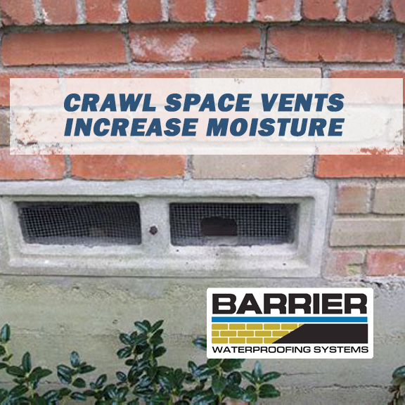Crawl space vent depicting how they increase moisture indoors