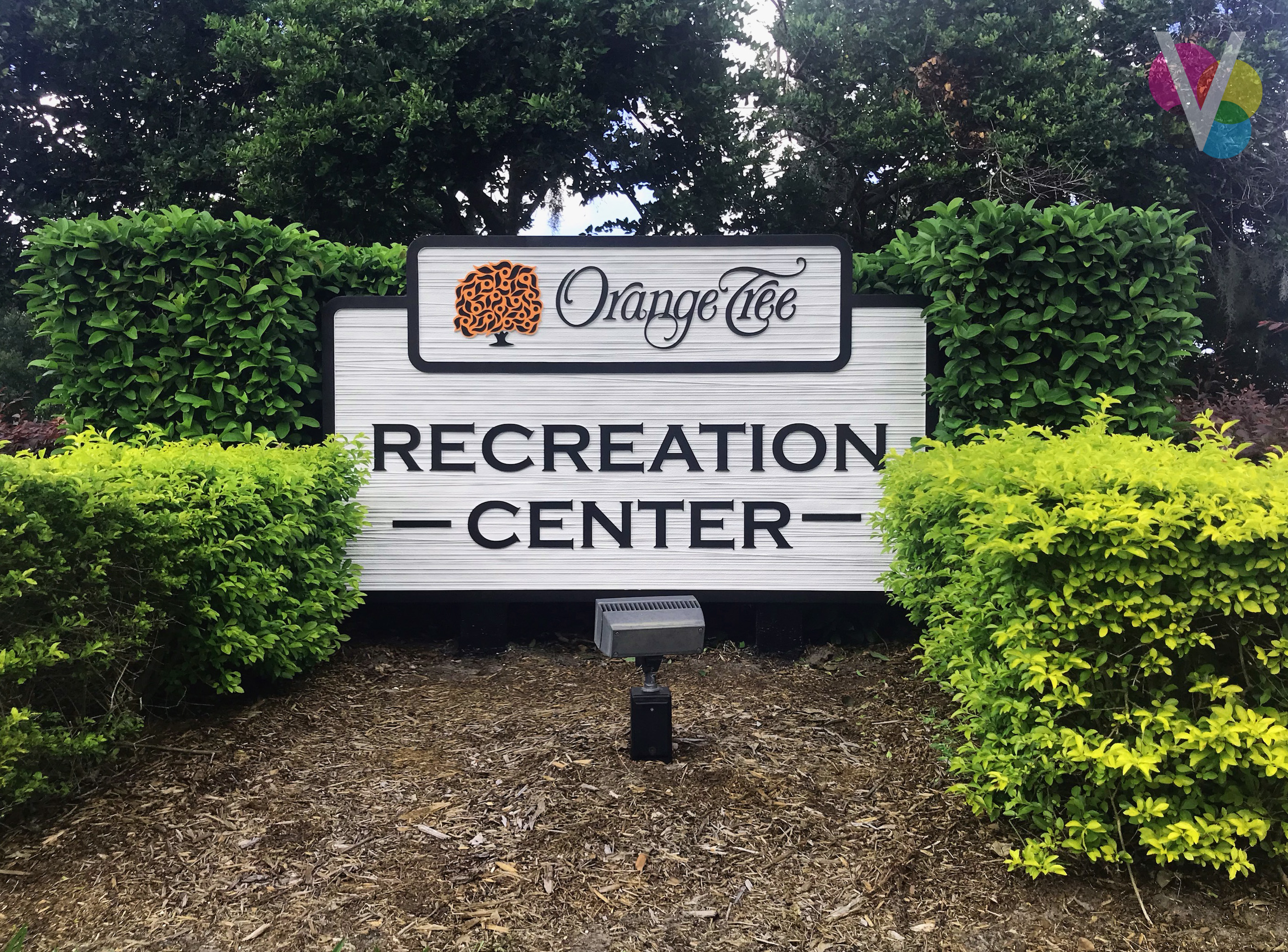 Orlando, FL - Installation of Exterior Sandblasted HDU Sign For Golf Club Community - Signs &amp; Graphics Project