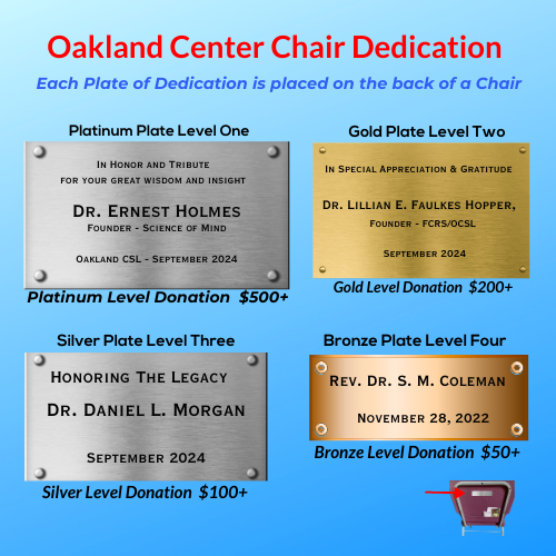 Oakland, CA - Annual Chair Dedication Program at Our Local Spiritual Center