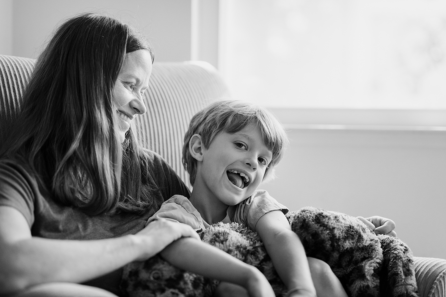 young boy and mom