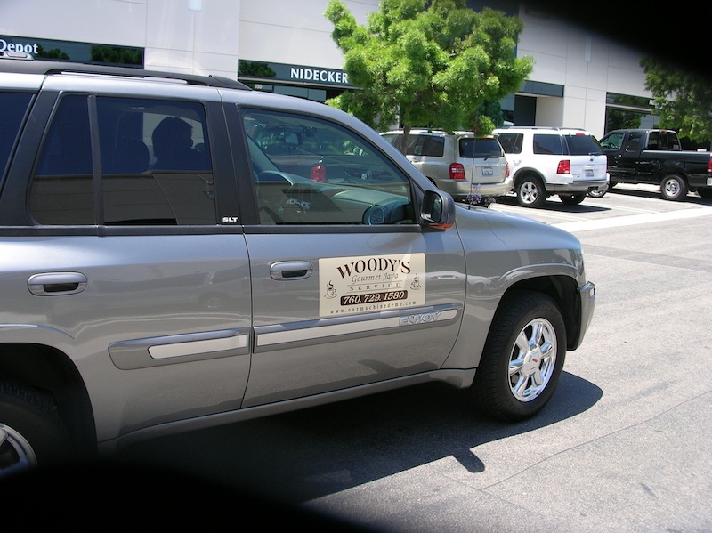 A set of car magnets are cost effective and can be taken off