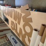 Exterior Building Sign Routed and waiting for paint