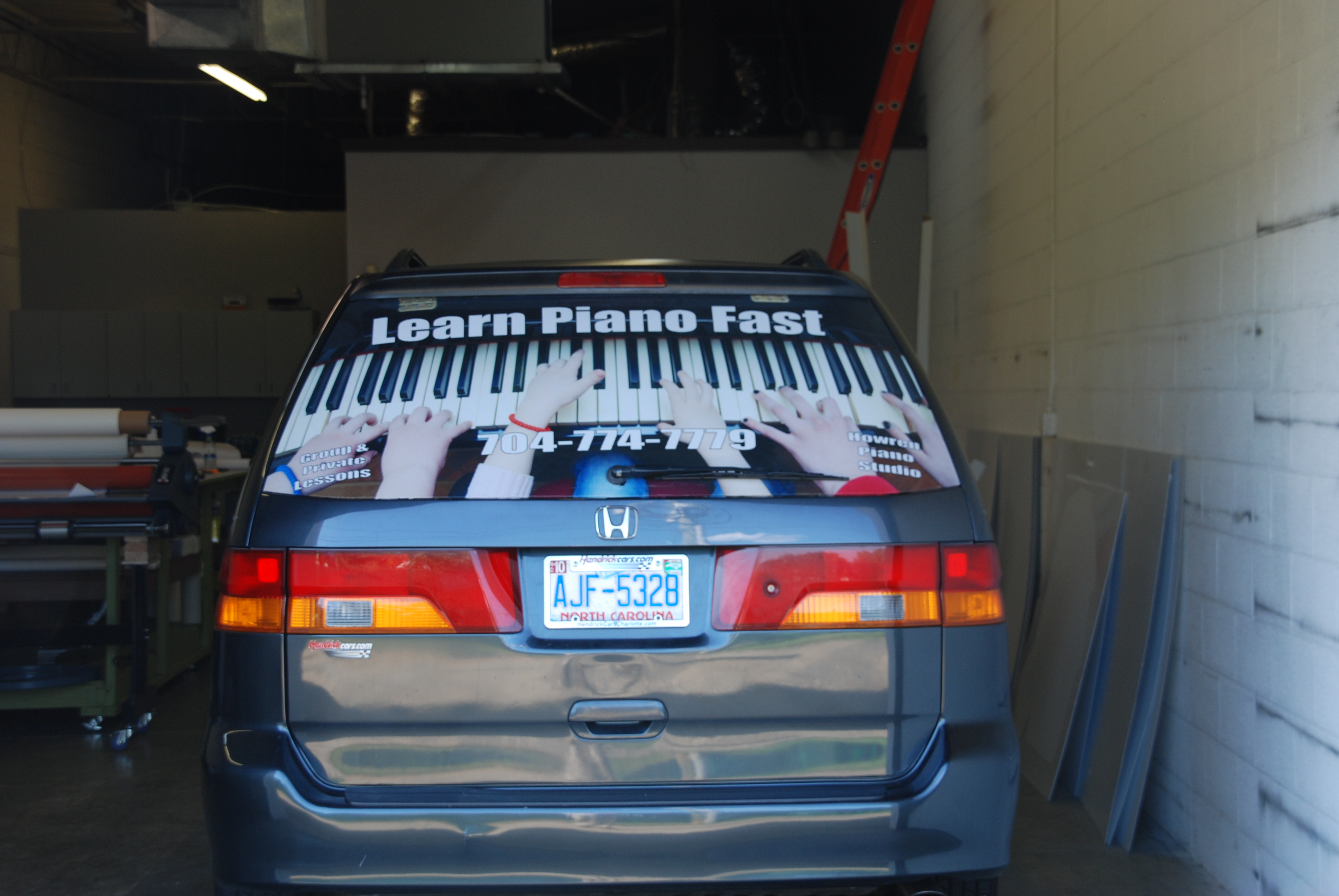 Back window perforation for a piano teacher in the Charlotte area