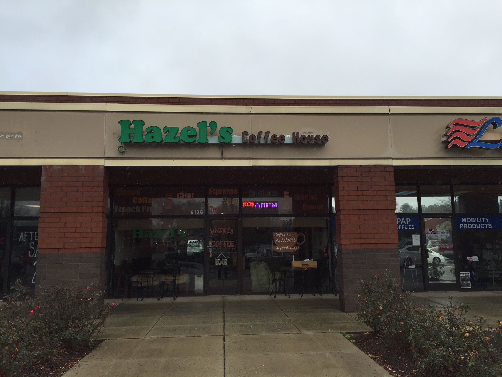 Dual Purpose Window Perforation, Hazel's Coffee House in Monroe, NC